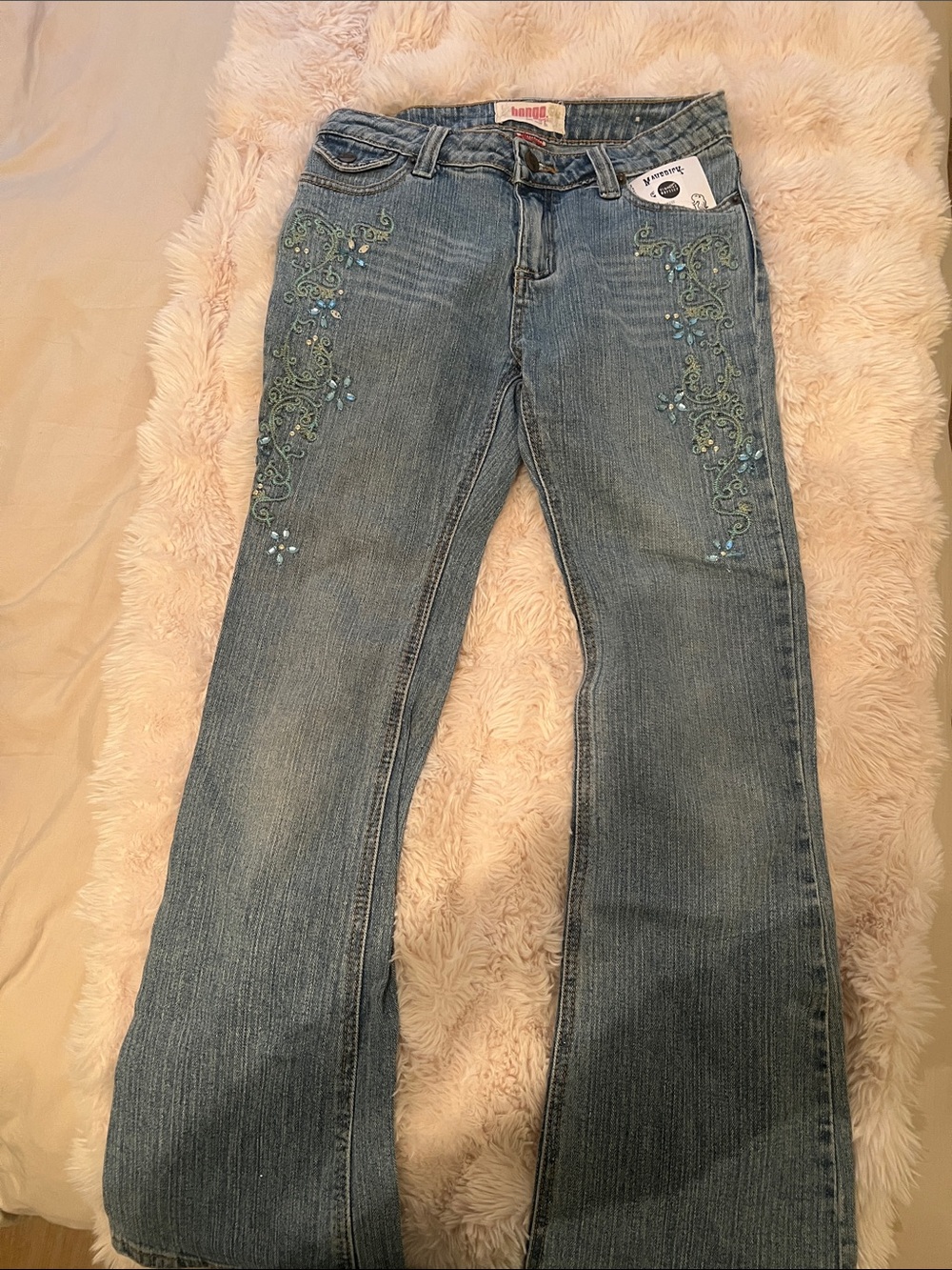 BONGO Light Blue Embroidered Flare Jeans
